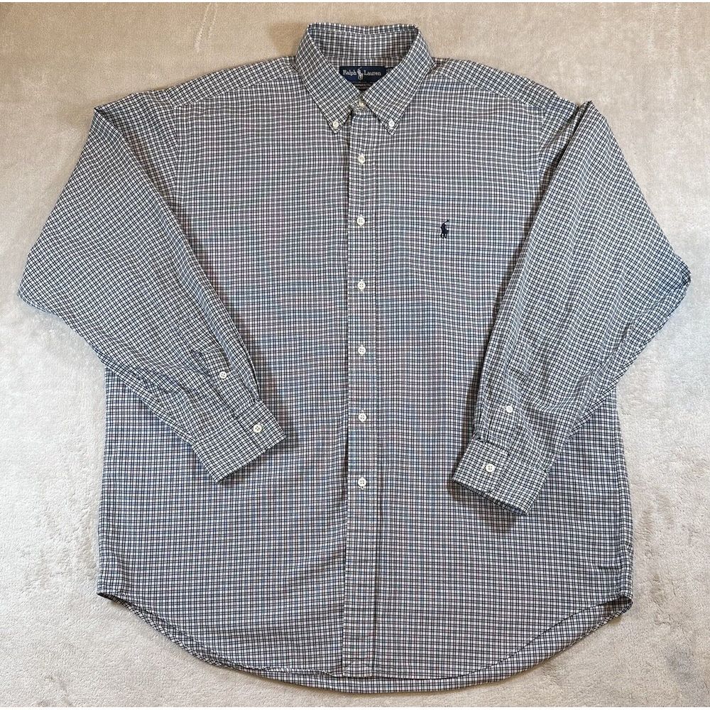 Ralph Lauren Yarmouth Cotton 17-35 Black Check Long Sleeve‎ Button Down Shirt